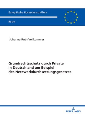 cover image of Grundrechtsschutz durch Private in Deutschland am Beispiel des Netzwerkdurchsetzungsgesetzes